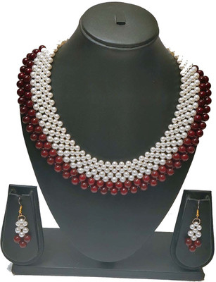 PRAGATI Alloy White, Maroon Jewellery Set(Pack of 1)