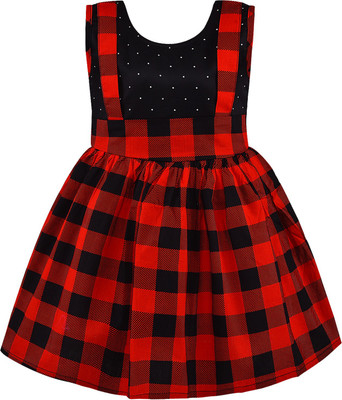 Wishkaro Baby Girls Midi/Knee Length Casual Dress(Red, Sleeveless)
