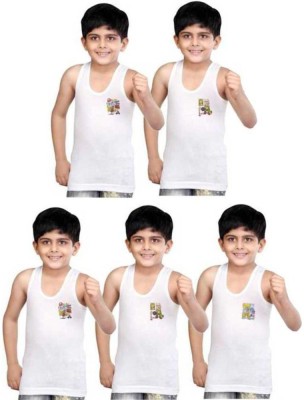 Everkid Vest For Boys Cotton(White, Pack of 5)