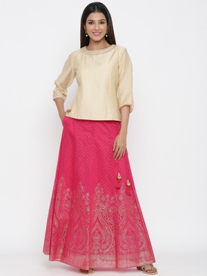 Juniper Printed Stitched Lehenga Choli(Pink)