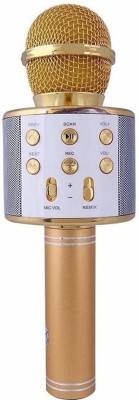awza WS-858 Wireless Handheld Bluetooth Mic with Speaker (Bluetooth Speaker) Audio Recording and Karaoke Feature Microphone Handheld 858 (Gold) Microphone