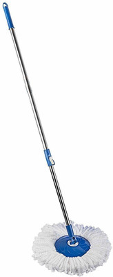 ms Unique MS MART Spin Mop Handle Stick with Microfiber Head Refill Stainless Steel Pole for 360° Floor Cleaning Mop Mop Head and Rod(Blue)