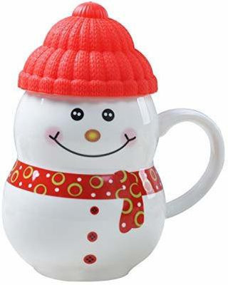 THE CLICK INDIA Ceramic Snowman Cup/Mug with Silicon Lid cover- Gift for Kids-Babies-Children-Girls Ceramic Coffee Ceramic Coffee Mug(300 ml) Flipkart