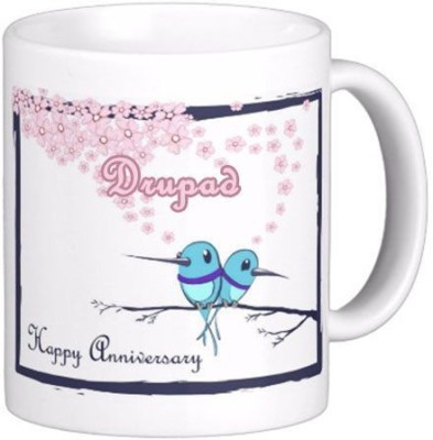 Exocticaa Happy Anniversary Drupad Wish 83 Ceramic Coffee Mug(330 ml)