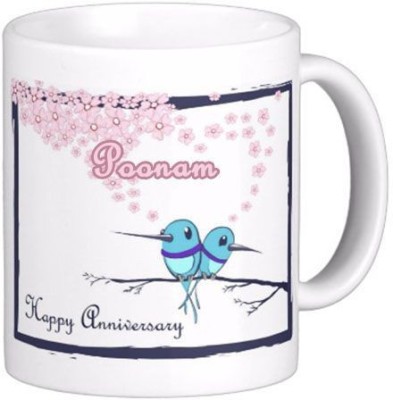 Exocticaa Happy Anniversary Poonam Wish 83 Ceramic Coffee Mug(330 ml)