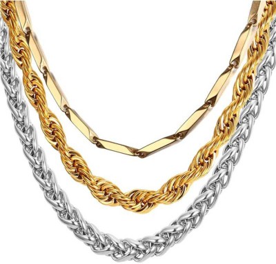 Shiv Jagdamba Gold-plated, Sterling Silver Plated Stainless Steel Chain Set