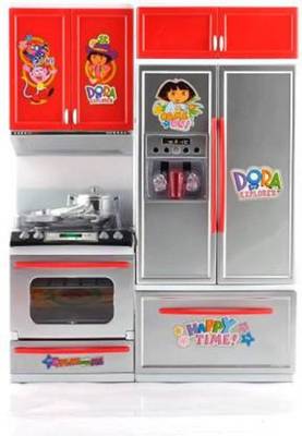 Toyporium Dora Kitchen Set For Kids | Multi Color & Model | Light & Sound | Heavy Duty | Hard Body