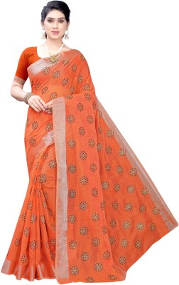 Sneha Fashion Printed Daily Wear Cotton Linen Saree(Multicolor)