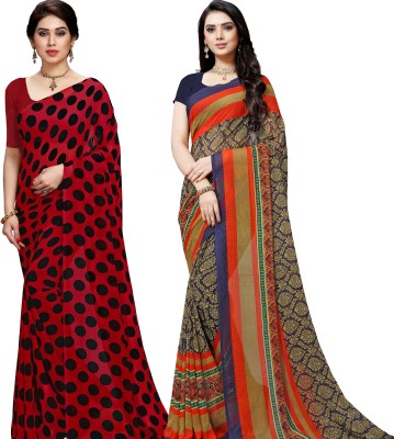 kashvi sarees Polka Print Daily Wear Georgette Saree(Pack of 2, Multicolor)