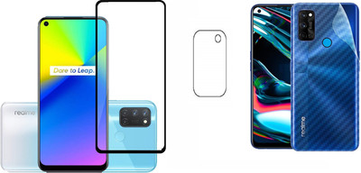 Backlund Front and Back Screen Guard for REALME 7i Tempered Glass,Carbon Fiber Back Sticker and Camera Glass(Pack of 2)