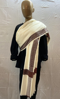 Zaria Fabs Wool Woven Men Shawl(White)