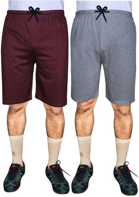 SASHWI Solid Men Maroon, Grey Basic Shorts