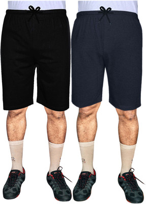 SASHWI Solid Men Black, Dark Blue Basic Shorts