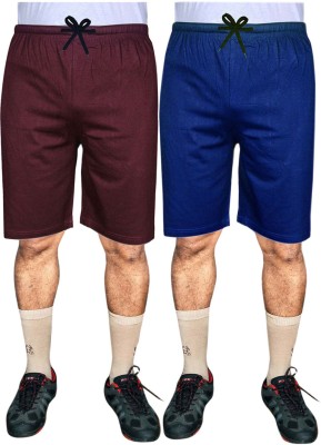 SASHWI Solid Men Maroon, Blue Basic Shorts