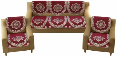 moninfinity Cotton Floral Sofa Cover(maroon Pack of 6)