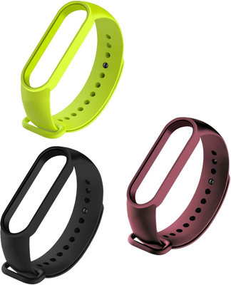 Like Star Soft Silicon Replacement Brand Strap For Mi Band 5 Pack of 3 (black,green,wine red) Smart Band Strap(Mullti Color)