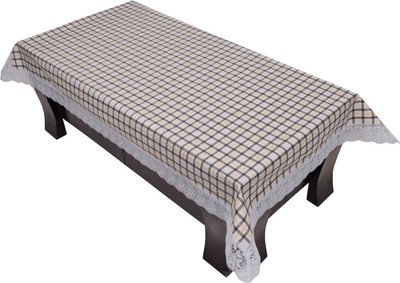 LITHARA Checkered 4 Seater Table Cover(White, Grey, Polyester)