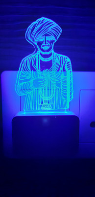 Super Ajanta 2043 Jalaramdada 3D Illusion Night Lamp Comes with 7 Multi-Color and Perfect Laser Cut Design Night Lamp(10 cm, Blue)