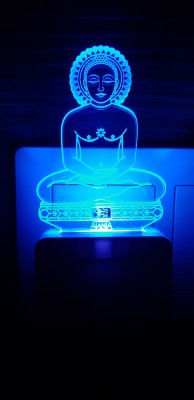 Super Ajanta 2045 Mahavir 3D Illusion Night Lamp Comes with 7 Multi-Color and Perfect Laser Cut Design Night Lamp(10 cm, Blue)