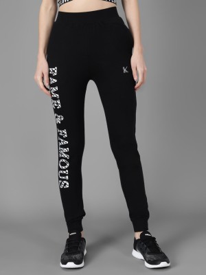 KOTTY Printed Women Black Track Pants