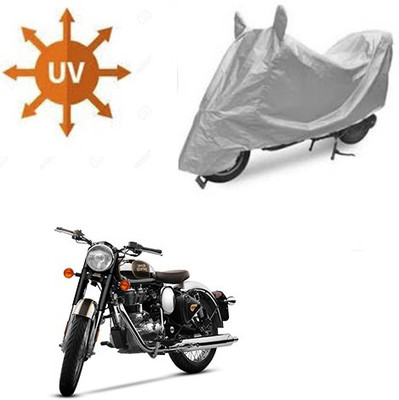SRENTERPRISES Two Wheeler Cover for Royal Enfield(Classic Chrome, Silver)