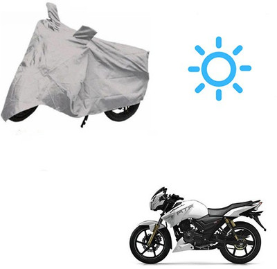 MOTOWORLD Waterproof Two Wheeler Cover for TVS(Apache RTR 180, Silver)
