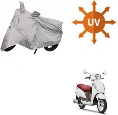 SRENTERPRISES Two Wheeler Cover for Suzuki(Access, Silver)