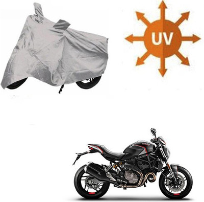 SRENTERPRISES Two Wheeler Cover for Ducati(Monster 82, Silver)