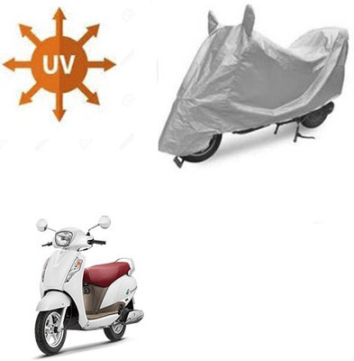 RPSENTTERPR Waterproof Two Wheeler Cover for Suzuki(Access, Silver)