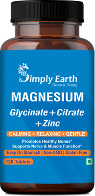 Simply earth Magnesium Complex - 120 Tablets - Magnesium Glycinate, Citrate, Oxide & added Zinc(120 Tablets)