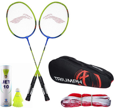 

Li-Ning 2 B/R XP-810 + 6 Pcs Jet10 Nylon Shuttle + SN-103C Badminton Net + Triumph 302 Assorted Badminton Bag Badminton Kit