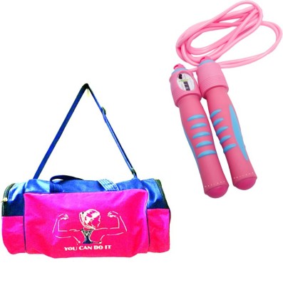 

Vinto GREAT SPECIAL COMBO FOR GIRLS 1PC GYM BAG 1 PC SKIPPING ROPE WITH COUNTER Gym & Fitness Kit