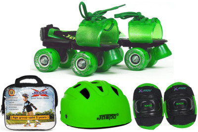 

Jaspo Green Masters Eco junior Skates Combo (skates+helmet+knee+bag)suitable for age upto 5 years Skating Kit