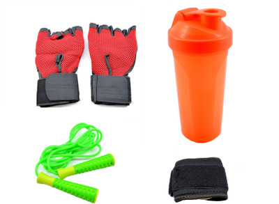 

Sports 101 Jump Rope, Glove, Wrist Wrap and Shaker Bottles Gym & Fitness Kit