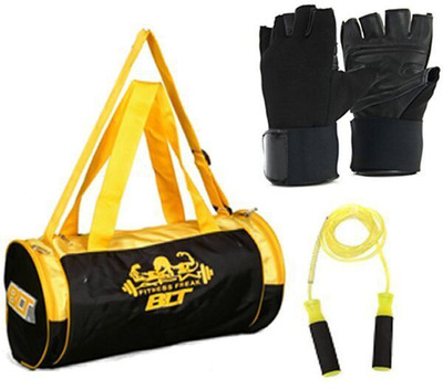 

BLT Prism Duffel Bag With 1 Pair Exercise Gloves & 1 Skipping Rope Gym & Fitness Kit