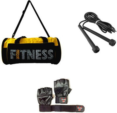 

Vinto COMBO FOR FITNESS CRAZY 1 Pc GYM BAG, 1 PAIR GYM GLOVE, 1 Pc SKIPPING ROPE Gym & Fitness Kit