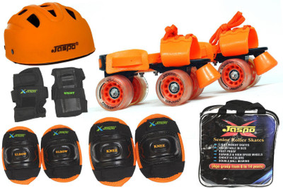 

Jaspo Thunder Pro Superior Senior Combo (Skates+Helmet+Knee+Elbow+Wrist+Bag)Suitable For Age Upto 6 To 14years Skating Kit