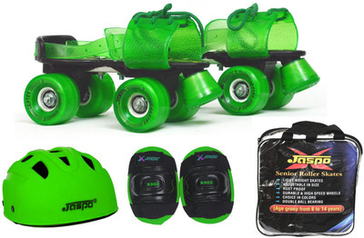 

Jaspo Green Rider Eco Senior Skates Combo (Skates,Helmet,Knee,Bag)Suitable For Age 6 to 14 Years Skating Kit