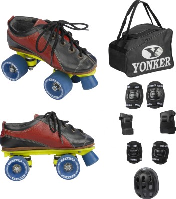 

Yonker Shoe Skates No.9 + 4in1 Protection (Helmet+Knee Guard+Elbow Gurard+Wrist Gurad+Bag) Skating Kit