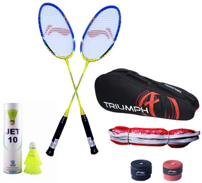 

Li-Ning 2 B/R XP-60 + 2 GP-20 Overgrip + 6 Pcs Jet10 Nylon Shuttle + SN-103B Badminton Net + Triumph 302 Bag Badminton Kit