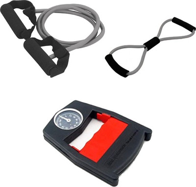

Mor Sporting power hand grip Dynameter, Grey Single Toning Tube and 8 shaped yoga latex tube Gym & Fitness Kit