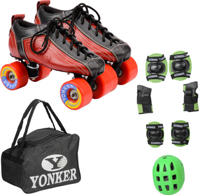 

Yonker Shoe Skates No.13 + 4in1 Protection (Helmet+Knee Guard+Elbow Gurard+Wrist Gurad+Bag) Skating Kit