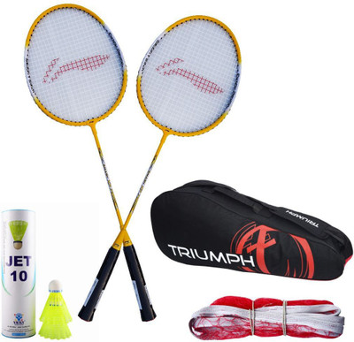 

Li-Ning 2 B/R XP-710 + 6 Pcs Jet10 Nylon Shuttle + SN-103C Badminton Net + Triumph 302 Assorted Badminton Bag Badminton Kit