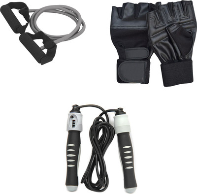 

Mor Sporting Weight Lifting gloves, Solid Skipping Rope, Single Toning Tube Gym & Fitness Kit