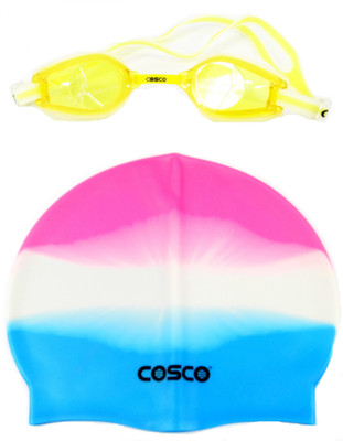 

Cosco Swimming Goggles(AquaDash) & Cap Combo Pro Swimming Kit