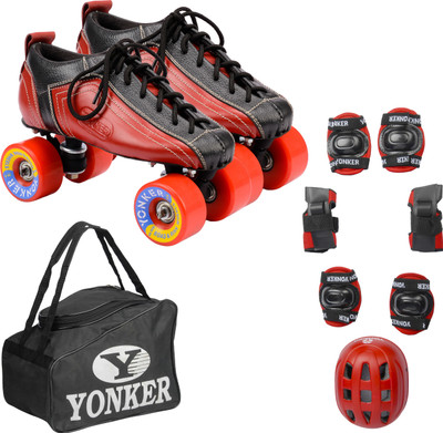 

Yonker Shoe Skates No.7 + 4in1 Protection (Helmet+Knee Guard+Elbow Gurard+Wrist Gurad+Bag) Skating Kit
