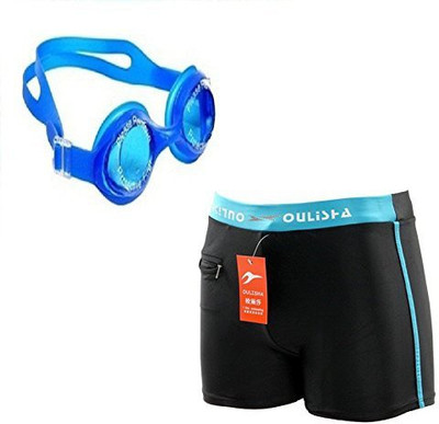 

Kyachaiyea Swimming Kit (Swimming Goggles With Authentic Men Adult Swim Trunks Boxer Nylon Swimming Kit