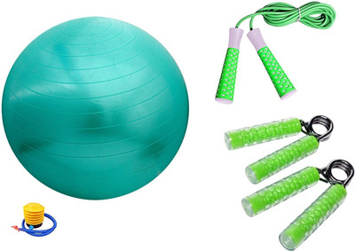 

Cosco Gym Ball(75cm)with FootPump, Jump Rope Elevate and Hand Grip Clutch(Set of 2) Pro Gym & Fitness Kit