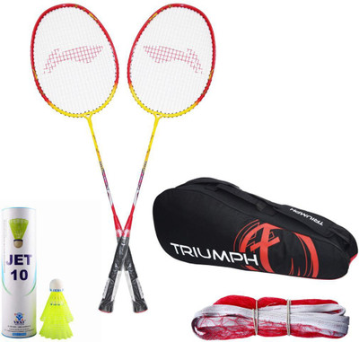 

Li-Ning 2 B/R XP-807 + 6 Pcs Jet10 Nylon Shuttle + SN-103C Badminton Net + Triumph 302 Assorted Badminton Bag Badminton Kit