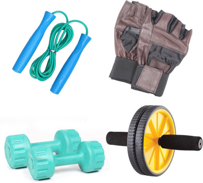 

Livestrong Fitness Kit Pvc Dumbells 1 Kg Each+ Ab Wheel+ Skipping Rope+ Gloves Gym & Fitness Kit